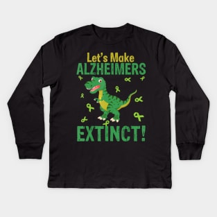 Let's make Alzheimers extinct Alzheimer awareness dinosaur Gift Kids Long Sleeve T-Shirt